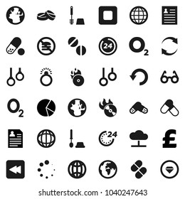 Flat vector icon set - toilet brush vector, glasses, world, personal information, pie graph, pound, pills, no fastfood, gymnast rings, oxygen, earth, music hit, stop button, backward, cloud network