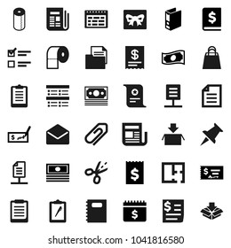 Flat vector icon set - toilet paper vector, copybook, schedule, clipboard, certificate, document, exam, cash, check, annual report, receipt, binder, dollar calendar, money, newspaper, thumbtack