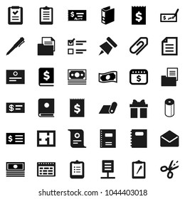 Flat vector icon set - toilet paper vector, copybook, pen, schedule, clipboard, pin, certificate, document, exam, cash, check, annual report, receipt, binder, dollar calendar, fitness mat, money