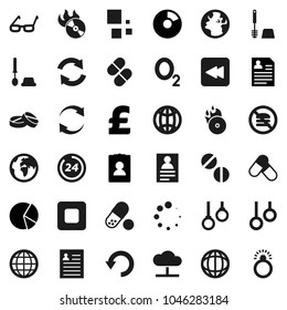 Flat vector icon set - toilet brush vector, glasses, world, personal information, pie graph, pound, pills, no fastfood, gymnast rings, oxygen, earth, music hit, stop button, backward, cloud network