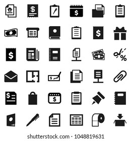Flat vector icon set - toilet paper vector, copybook, pen, schedule, clipboard, pin, document, cash, check, annual report, receipt, dollar calendar, money, newspaper, mail, network, attachment, plan