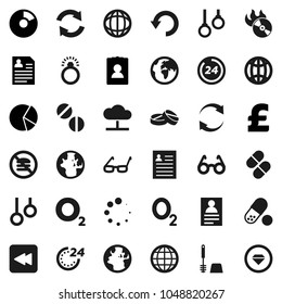 Flat vector icon set - toilet brush vector, glasses, world, personal information, pie graph, pound, pills, no fastfood, gymnast rings, oxygen, earth, music hit, backward button, cloud network, undo