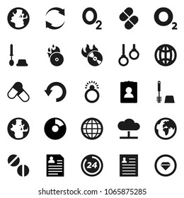 Flat vector icon set - toilet brush vector, world, personal information, pie graph, pills, gymnast rings, oxygen, earth, music hit, cloud network, refresh, undo, globe, 24 hour, diamond ring