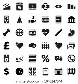 Flat vector icon set - towel vector, ruler, bank, pie graph, investment, pound, dollar sign, heart pulse, clipboard, calendar, stairways run, cross, bone, sorting, route, internet, notebook pc, eye