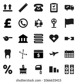 Flat vector icon set - towel vector, mixer, ruler, flag, constellation, bank, building, dollar calendar, pound, plane, phone, top sign, sorting, heart cross, eye doctor hat, tooth, disconnection