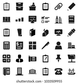 Flat vector icon set - trash bin vector, shining window, pencil, student, pen, clipboard, archive, exam, manager, binder, phone, receipt, sorting, thumbtack, diagnostic monitor, network folder, user