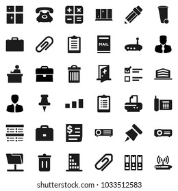 Flat vector icon set - trash bin vector, shining window, pencil, student, case, paper pin, exam, manager, binder, clipboard, phone, receipt, sorting, thumbtack, medical room, network folder, router