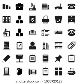 Flat vector icon set - trash bin vector, shining window, pencil, student, clipboard, archive, exam, manager, case, binder, receipt, sorting, classic phone, thumbtack, network folder, router, user