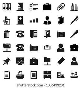 Flat vector icon set - trash bin vector, pencil, student, case, pen, clipboard, archive, exam, manager, binder, phone, sorting, classic, thumbtack, diagnostic monitor, medical room, network folder