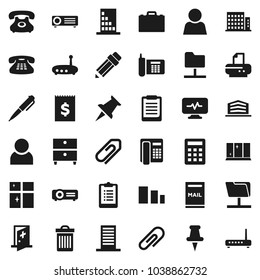 Flat vector icon set - trash bin vector, shining window, pencil, case, pen, clipboard, archive, phone, receipt, sorting, classic, thumbtack, diagnostic monitor, medical room, network folder, router