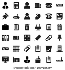 Flat vector icon set - trash bin vector, shining window, pencil, student, clipboard, paper pin, exam, manager, case, binder, phone, receipt, classic, thumbtack, diagnostic monitor, router, user