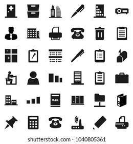Flat vector icon set - trash bin vector, shining window, pencil, student, case, pen, clipboard, archive, exam, manager, binder, phone, sorting, classic, thumbtack, medical room, network folder, user