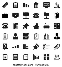 Flat vector icon set - trash bin vector, shining window, pencil, student, clipboard, paper pin, archive, exam, manager, case, binder, phone, sorting, classic, diagnostic monitor, medical room, user
