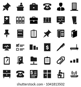 Flat vector icon set - trash bin vector, shining window, student, case, pen, clipboard, paper pin, archive, exam, manager, binder, phone, receipt, sorting, classic, thumbtack, diagnostic monitor