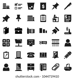 Flat vector icon set - trash bin vector, shining window, pencil, student, pen, clipboard, paper pin, archive, exam, case, binder, phone, receipt, sorting, classic, thumbtack, diagnostic monitor