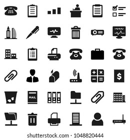 Flat vector icon set - trash bin vector, student, pen, clipboard, exam, manager, case, binder, phone, receipt, sorting, classic, diagnostic monitor, network folder, router, attachment, user, mailbox