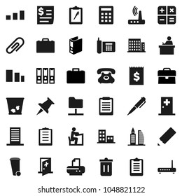 Flat vector icon set - trash bin vector, pencil, student, case, pen, clipboard, binder, phone, receipt, sorting, thumbtack, medical room, network folder, router, attachment, apartments, calculator