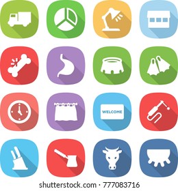 flat vector icon set - truck vector, diagram, table lamp, market, broken bone, stomach, stadium, flippers, watch, curtain, welcome mat, welding, knife holder, turk, cow, udder