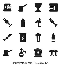 Flat vector icon set - turk coffee vector, blender, enegry drink, water bottle, glass, potion, maker, kettle, filter