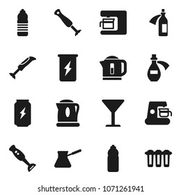 Flat vector icon set - turk coffee vector, blender, enegry drink, water bottle, glass, potion, maker, kettle, filter