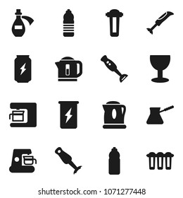 Flat vector icon set - turk coffee vector, blender, enegry drink, water bottle, glass, potion, maker, kettle, filter