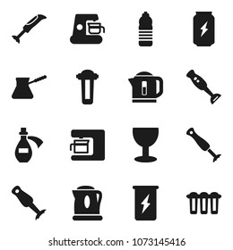 Flat vector icon set - turk coffee vector, blender, enegry drink, water bottle, glass, potion, maker, kettle, filter