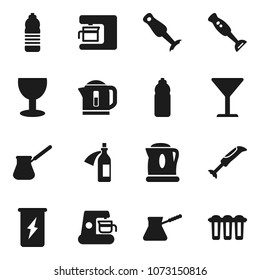 Flat vector icon set - turk coffee vector, blender, enegry drink, water bottle, glass, potion, maker, kettle, filter