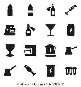 Flat vector icon set - turk coffee vector, blender, enegry drink, water bottle, glass, potion, maker, kettle, filter