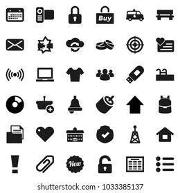 Flat vector icon set - university vector, backpack, bell, notebook pc, schedule, pie graph, arrow up, t shirt, target, heart monitor, calendar, document, protected, antenna, video camera, group, rca