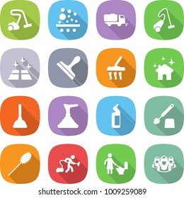 flat vector icon set - vacuum cleaner vector, filter, sweeper, clean floor, scraper, house cleaning, plunger, toilet cleanser, brush, duster, outsource