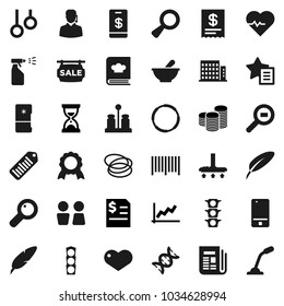 Flat vector icon set - vacuum cleaner vector, sprayer, water closet, cookbook, spices, pen, medal, graph, coin stack, annual report, sand clock, heart pulse, hoop, gymnast rings, traffic light, dna