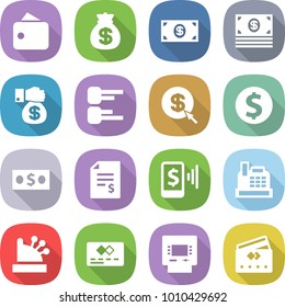 flat vector icon set - wallet vector, money bag, gift, diagram, dollar arrow, coin, account balance, mobile pay, cashbox, credit card, atm