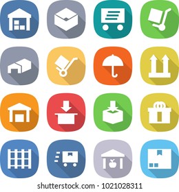 flat vector icon set - warehouse vector, box, delivery, cargo stoller, trolley, dry, top sign, package, hi quality, pallet, fast deliver