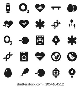 Flat vector icon set - washer vector, egg, heart pulse, skateboard, monitor, oxygen, ambulance star, dna, pregnancy, insemination, sperm, fruit tree