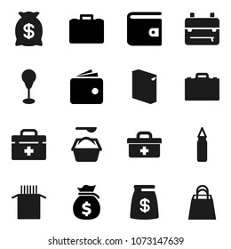 Flat vector icon set - washing powder vector, pasta, case, backpack, wallet, money bag, punching, doctor, shopping