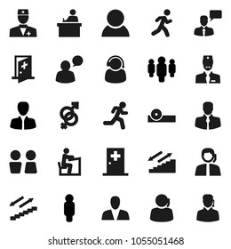 Flat vector icon set - water closet vector, student, manager, man, stairways run, support, client, speaking, doctor, gender sign, eye hat, medical room, consumer