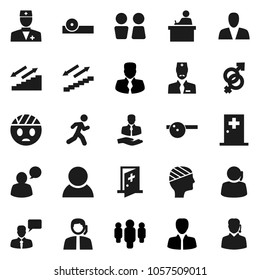 Flat vector icon set - water closet vector, student, manager, man, stairways run, support, client, speaking, doctor, gender sign, eye hat, head bandage, medical room, consumer