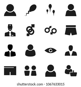 Flat vector icon set - water closet vector, manager, shorts, eye, gender sign, sperm, doctor, user, consumer, customer