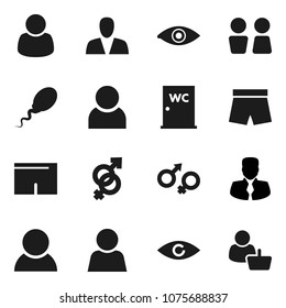 Flat vector icon set - water closet vector, manager, shorts, eye, gender sign, sperm, user, consumer, customer