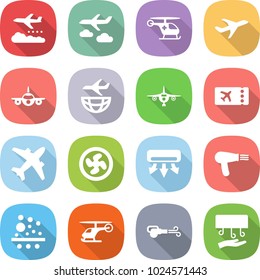 flat vector icon set - weather management vector, journey, ambulance helicopter, plane, shipping, ticket, airplane, cooler fan, air conditioning, hair dryer, filter, blower, hand