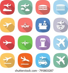 flat vector icon set - weather management vector, journey, airport building, plane, customs control, shipping, tower, airplane, departure, arrival, transfer