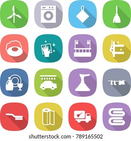 flat vector icon set - windmill vector, washing machine, rag, broom, soap, wiping, skysrcapers cleaning, skyscrapers, dish cleanser, car wash, plunger, drying clothes, brush, paper towel, home call
