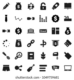 Flat vector icon set - window cleaning vector, skimmer, cutting board, book, copybook, constellation, money bag, dollar medal, flag, tie, shorts, cereals, route, equalizer, social media, jack, menu