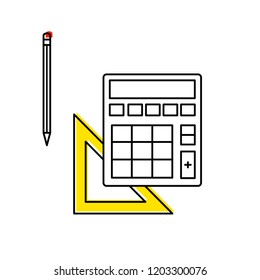 Flat vector icon set-Open, University, pencil, compass, backpack, paper, fork, Cup, award, medal, ruler, calculator