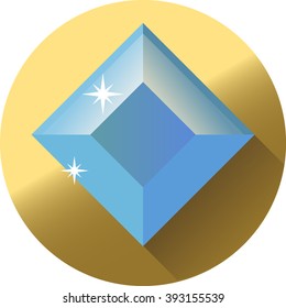 Flat vector icon with shiny diamond