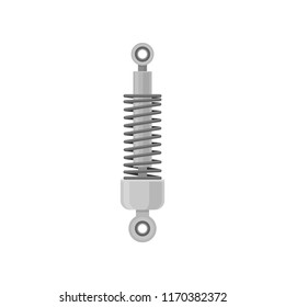 Flat vector icon of shock absorber of motor vehicle. Mechanical or hydraulic device. Part of car