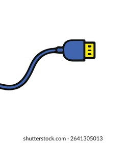 Flat vector icon showing a HDMI cable connector with  pins. Represents digital connection, home entertainment, AV setup, tech hardware, and multimedia installation.