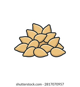 A flat vector icon showing a heap of sesame seeds isolated on a white background suitable for culinary designs
