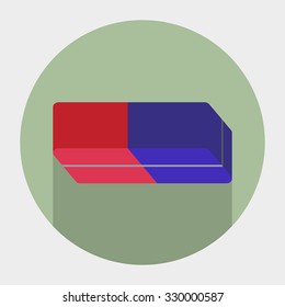 Flat vector icon. Vector sign. Illustration of eraser. With a vertical shadow. Rubber