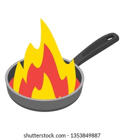 Flat Vector Icon Of Sizzling Pan.